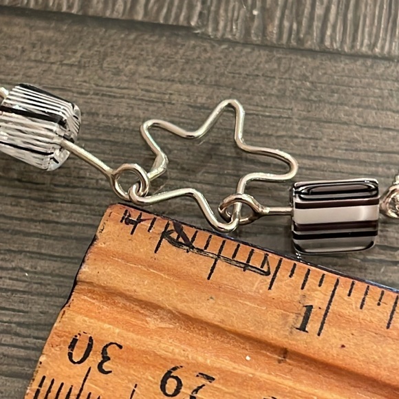 Vintage 2000’s Sterling Silver Stars, Heart & Glass Link Bracelet 7 3/4” approx - Picture 8 of 14